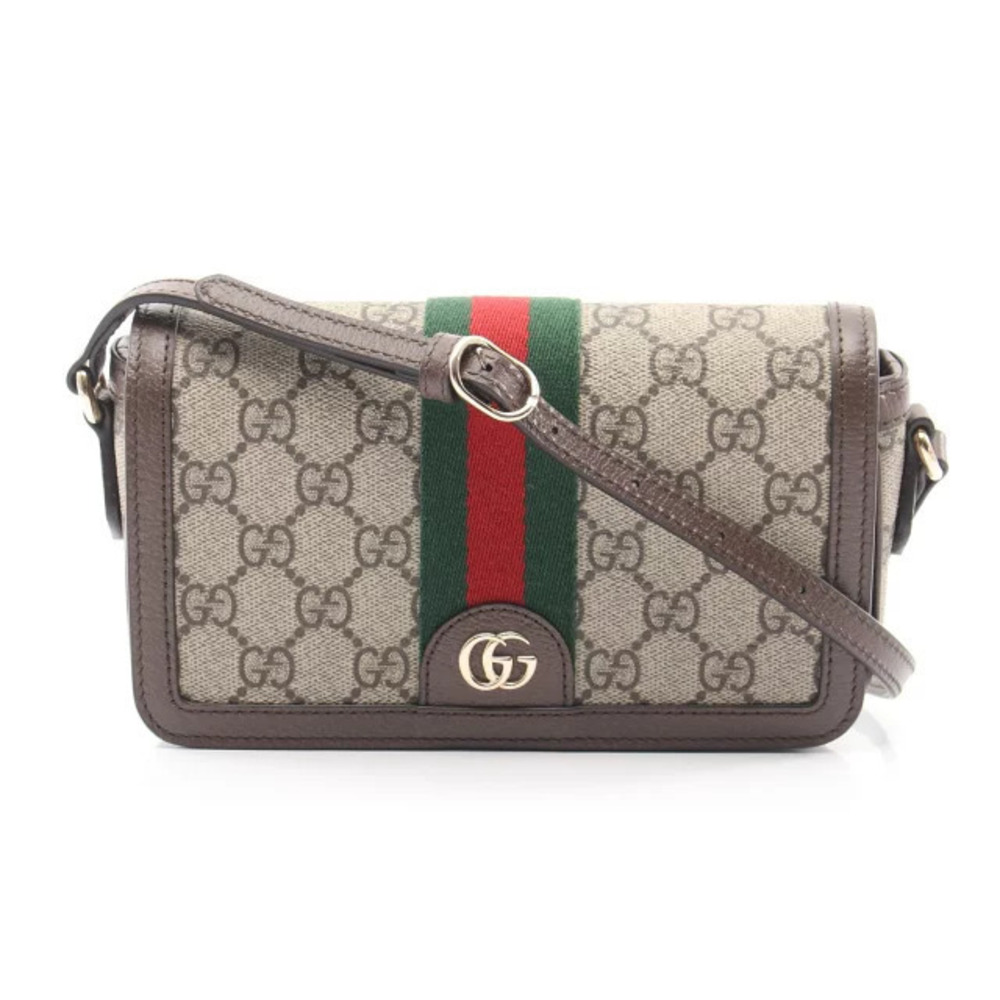 Gucci Ophidia Sherry GG Supreme Shoulder Bag Canvas Beige Brown Multicolor